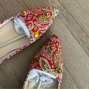 Chinese red paisley wedding flats